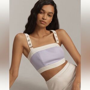 Maeve linen square neck cropped tank